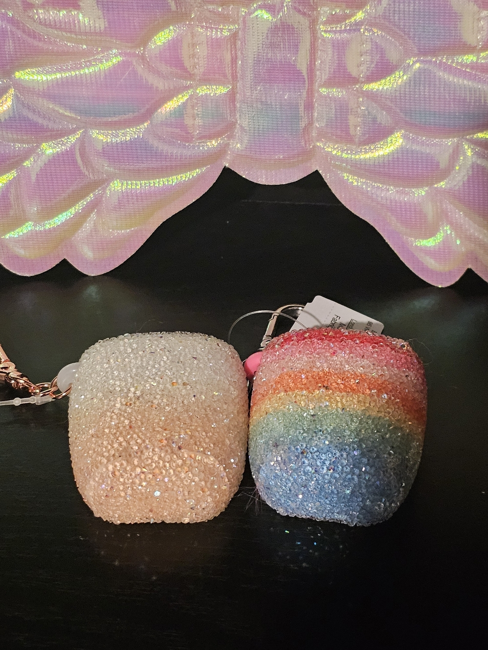 BbW Sparkling Rainbow & Peach Kids Pocketbac Holder Set - Glitter Cube Charms